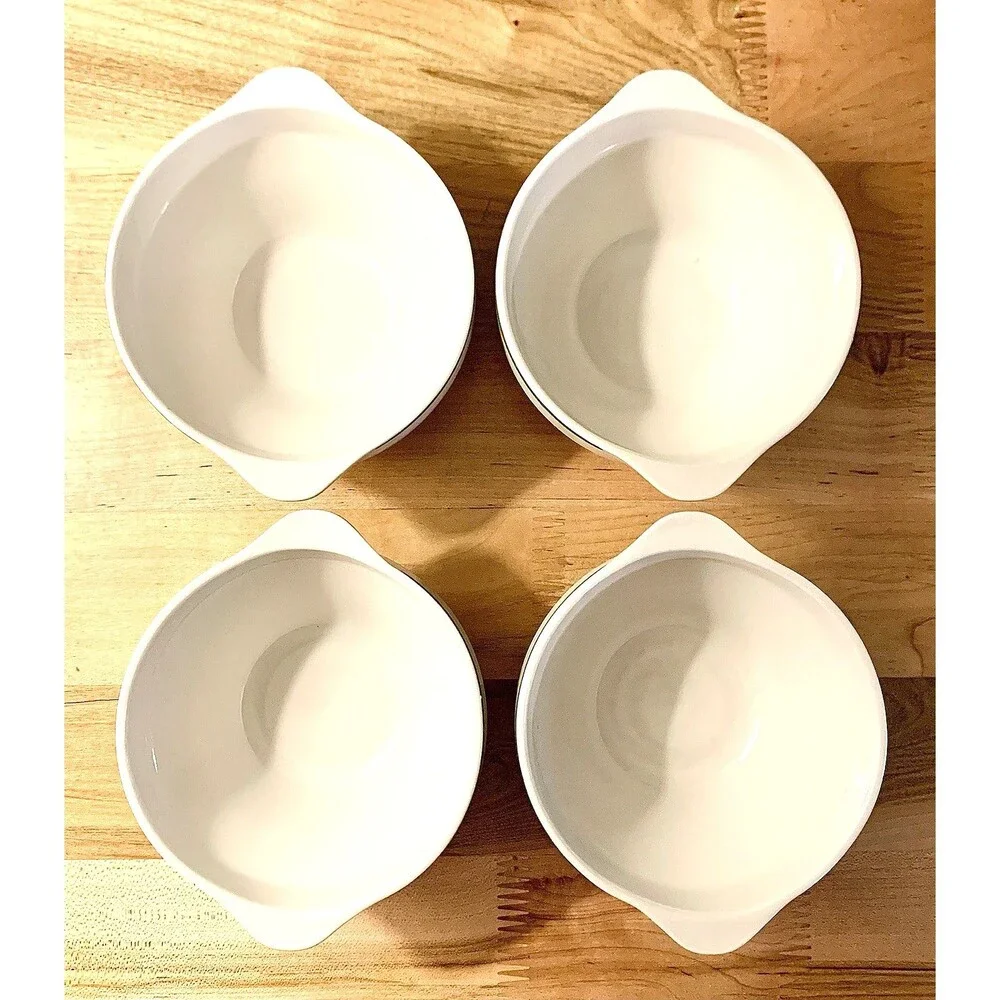 Vintage Lubiana Poland Handled Cream Soup Bowls Kashubian Floral Set Of 4